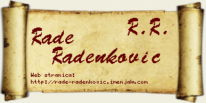 Rade Radenković vizit kartica